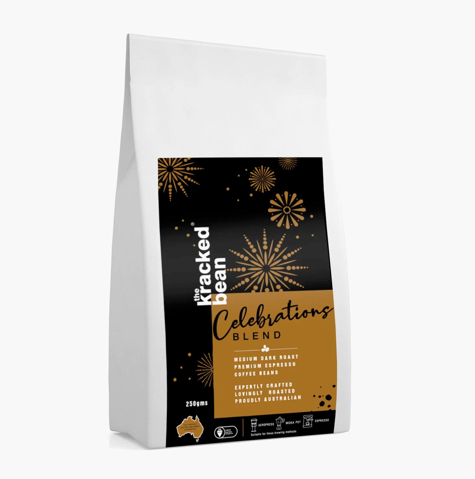 Celebrations blend 100% Arabica; from the kracked bean