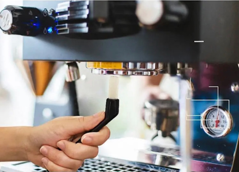 Espresso machine group head cleaning brush
