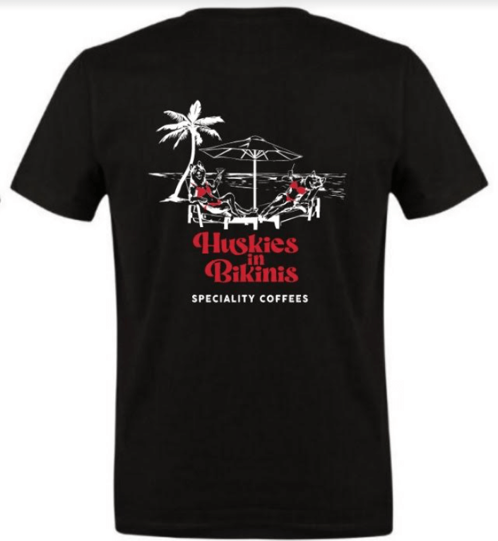 Huskies in Bikinis® Cotton Printed T-shirts-BLACK