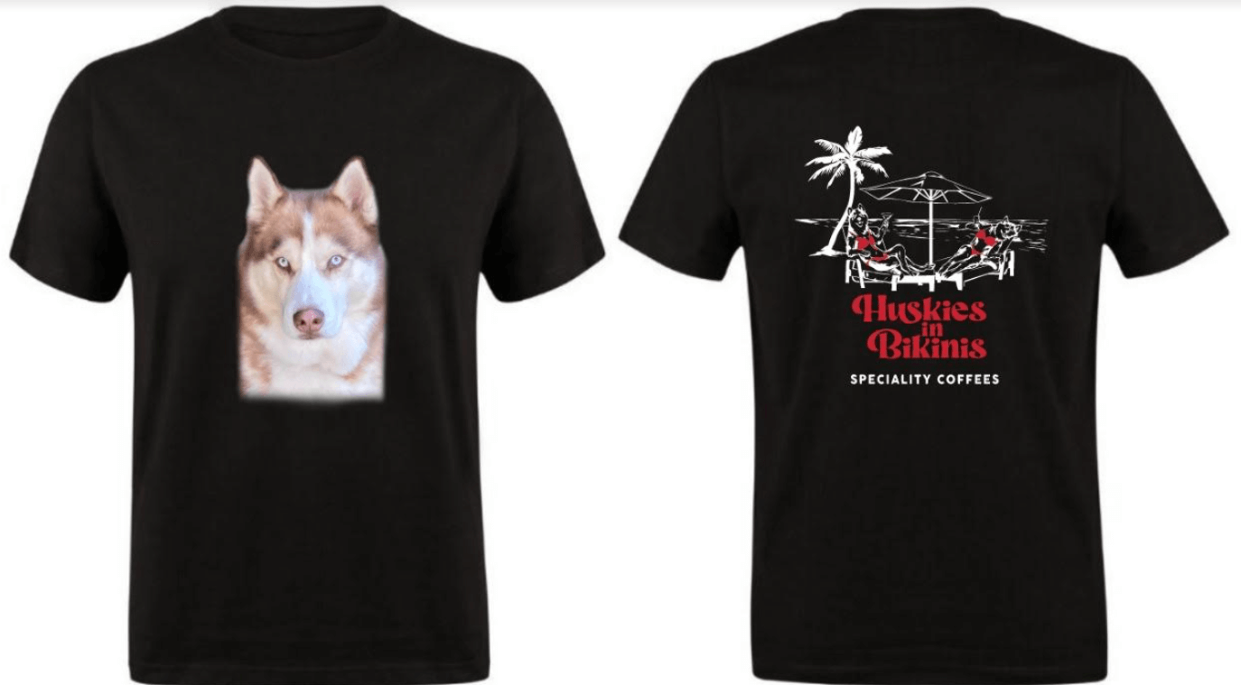 Huskies in Bikinis® Cotton Printed T-shirts-BLACK