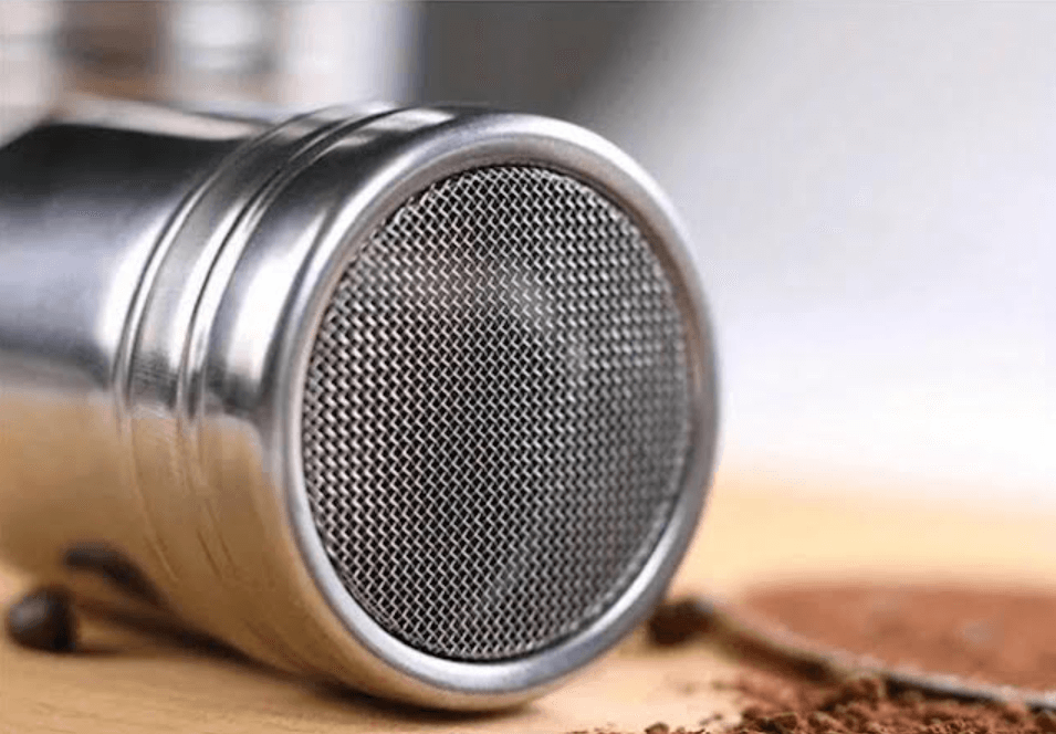 Stainless chocolate shaker with mesh top